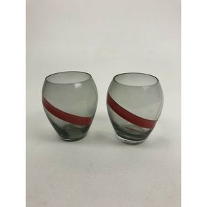 g.h. mumm champagne Pair of Stemless Smoked Glass Red Stripe